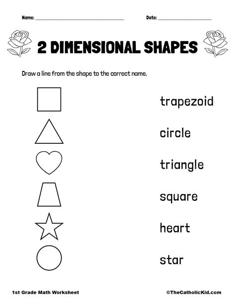 2 dimensional shapes worksheets for 1st grade